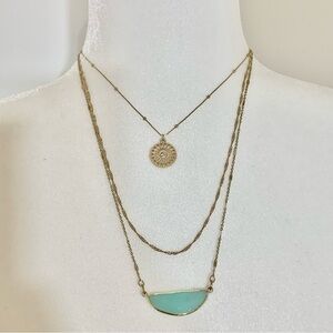 NWT Express multi layered necklace with jade colored stone